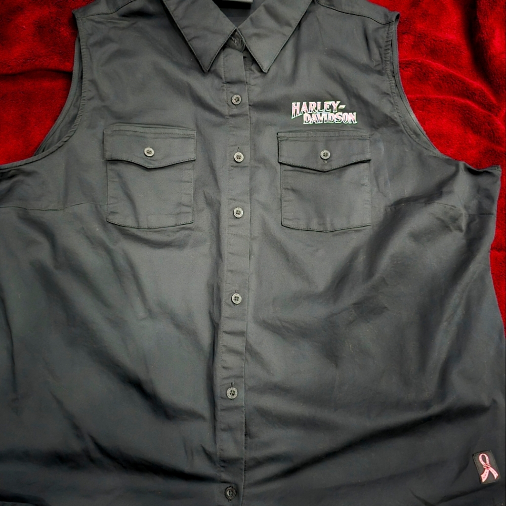 Harley-Davidson Button Down Brest Cancer shirt